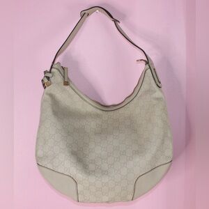Gucci Embossed GG Monogram Cream Shoulder Bag